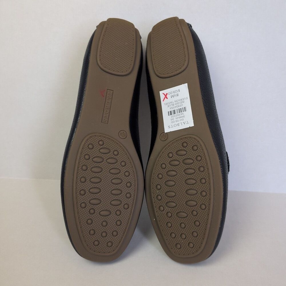 Talbots Flats Women's 8.5 Everson Tassel Driving Moccasins Indigo Blue Leather - Picture 10 of 13